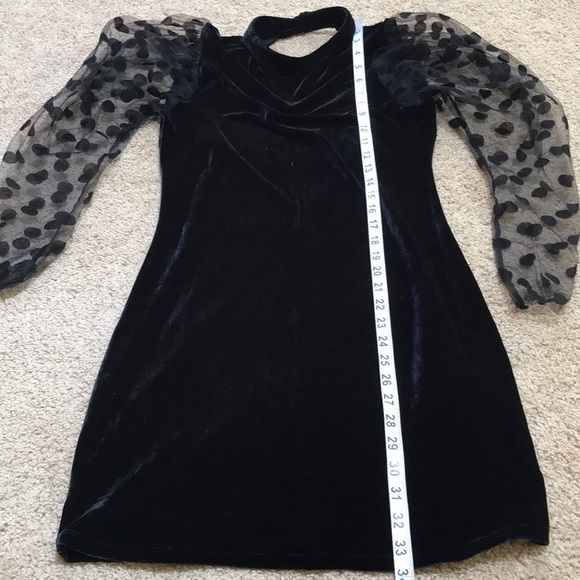 ZARA Size M velvet dotted mesh open back dress - Picture 12 of 12